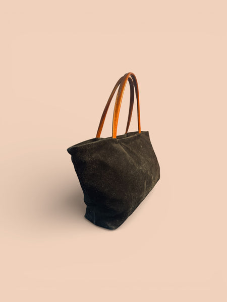 TOYAH BLACK SUEDE AND LEATHER HANDBAG