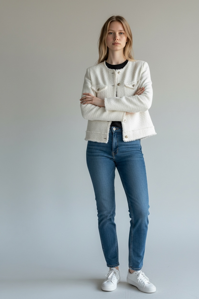 MARKS & SPENCER COLLECTION CREAM BOUCLE JACKET