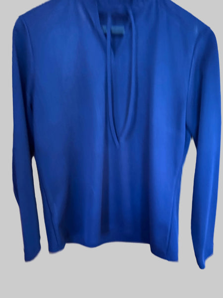 1960s NAVY BLUE TOP WITH RUFFLE COLLAR