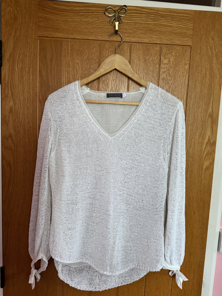 MINT VELVET WHITE JUMPER WITH RIBBONS