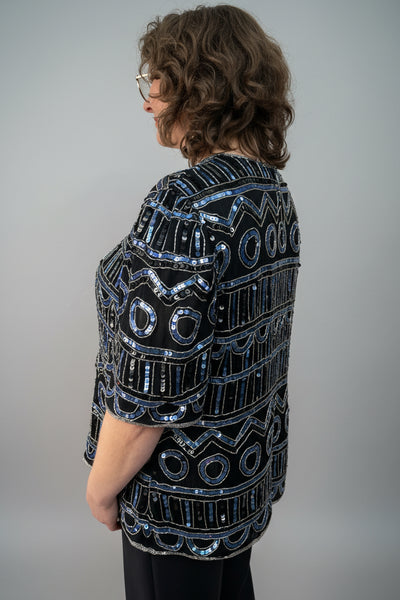 VINTAGE LAURENCE KAZAR DESIGNER SEQUIN TOP