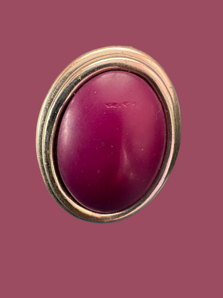 1970s BERRY PURPLE AND SILVER PIERCED EARRINGS