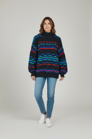 VINTAGE AMERICAN WAVY PRINT JUMPER