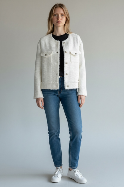 MARKS & SPENCER COLLECTION CREAM BOUCLE JACKET