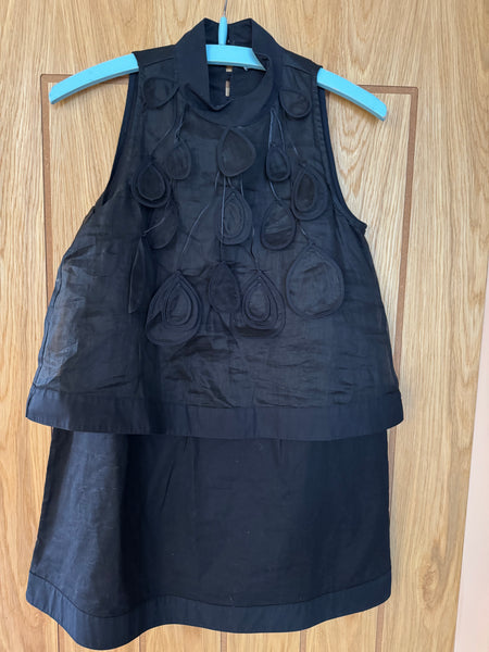TOYAH ANNE FONTAINE FRENCH DESIGNER BLACK DRESS WITH PETALS