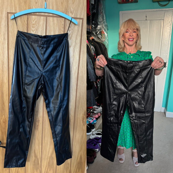 TOYAH BLACK FAUX LEATHER TROUSERS