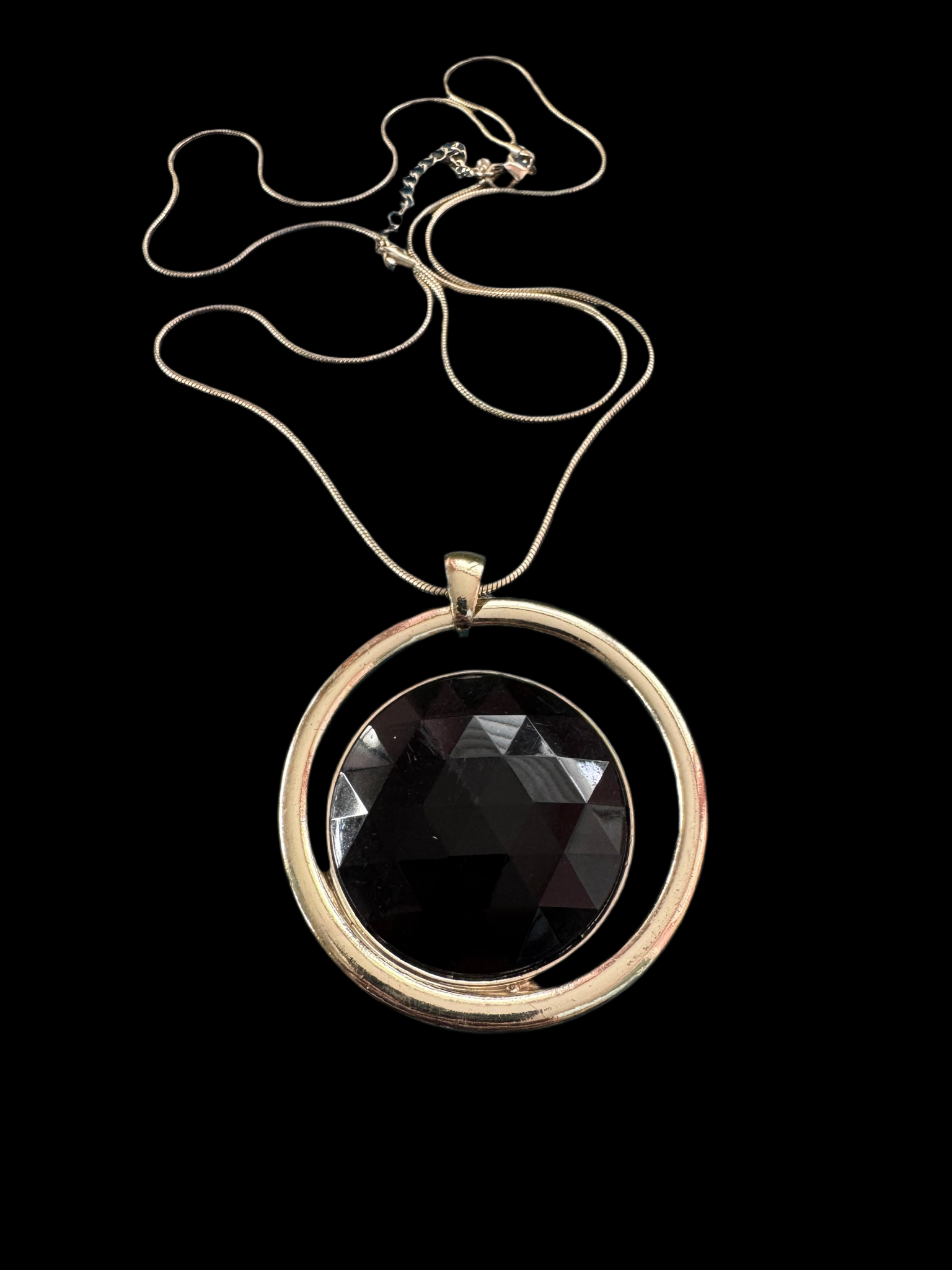 VINTAGE Y2K SILVER AND BLACK LARGE PENDANT NECKLACE