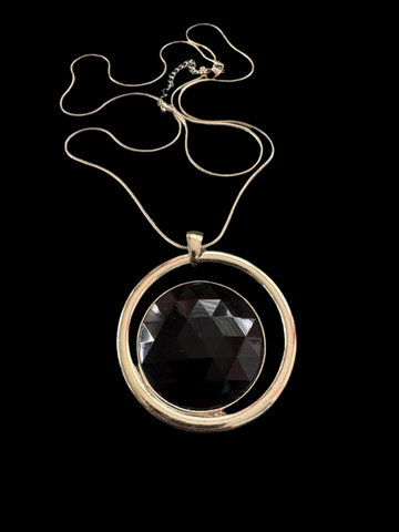 VINTAGE Y2K SILVER AND BLACK LARGE PENDANT NECKLACE