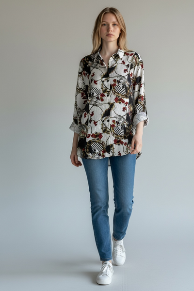 C&A VINTAGE NAUTICAL PRINT BLOUSE