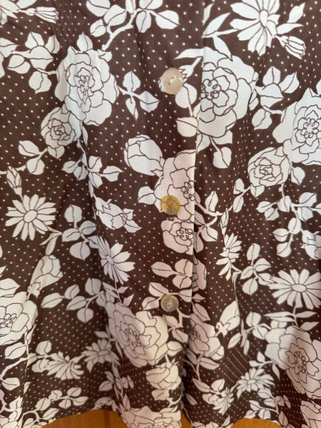 1960s ST MICHAEL BROWN AND WHITE FLORAL SHIRT