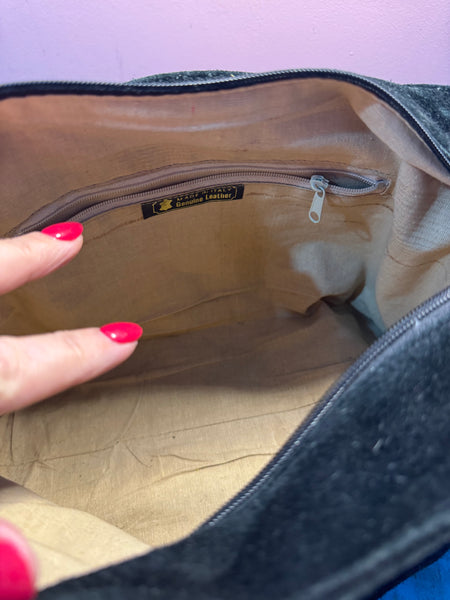 TOYAH BLACK SUEDE AND LEATHER HANDBAG