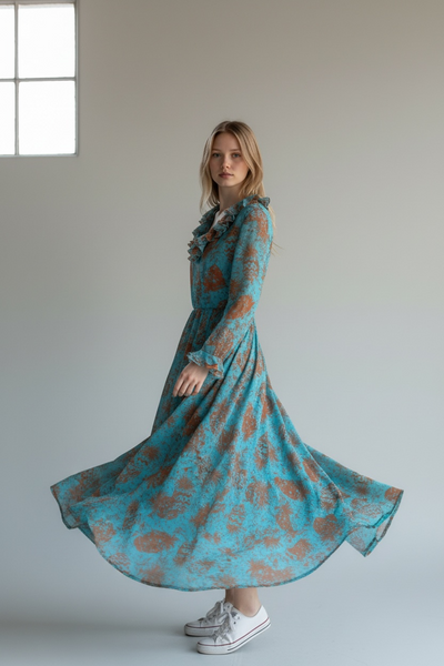 1970s SUKY LONDON PINEAPPLE PRINT DRESS