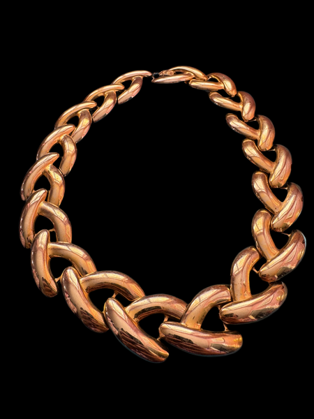 1980s GOLD METAL LARGE LINK CHAIN NECKLACE