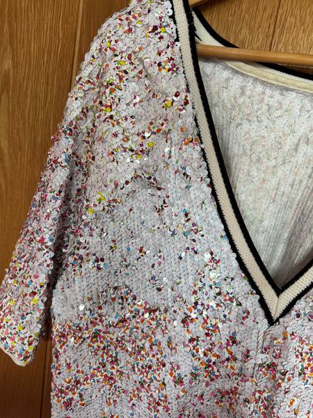 NEXT WHITE DRESS WITH FLORAL SEQUINS