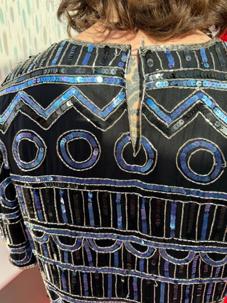VINTAGE LAURENCE KAZAR DESIGNER SEQUIN TOP