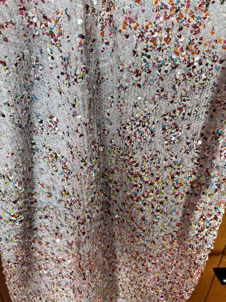 NEXT WHITE DRESS WITH FLORAL SEQUINS