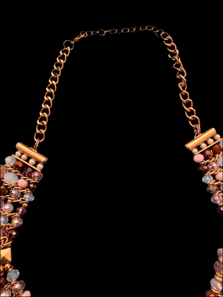 VINTAGE NECKLACE WITH PASTEL CRYSTALS AND PEARLS