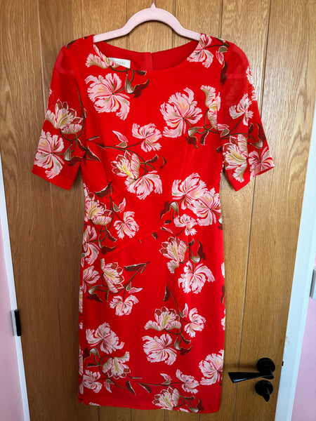 TOYAH HOBBS RED SILK FLORALS DRESS WORN ON TOUR