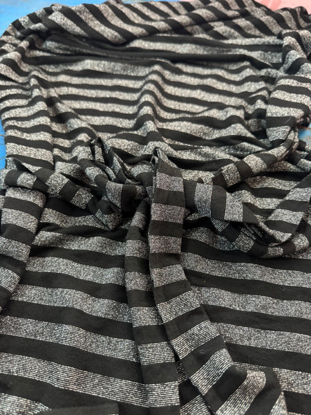 MODCLOTH BLACK AND METALLIC SILVER STRIPE DRESS