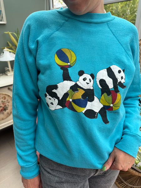 VINTAGE FLORIDA PANDAS PLAYING BLUE SWEATSHIRT