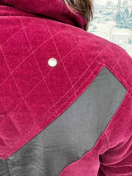 NINETIES CURRENT SEEN BURGUNDY VELVET QUILTED JACKET