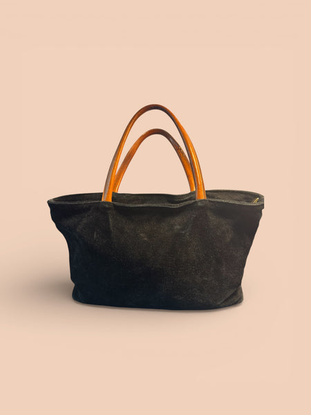 TOYAH BLACK SUEDE AND LEATHER HANDBAG