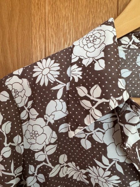 1960s ST MICHAEL BROWN AND WHITE FLORAL SHIRT