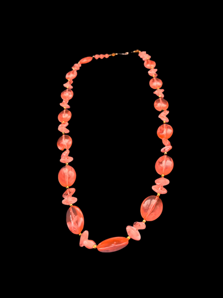 1960s CORAL PINK AND GOLD BEADS NECKLACE