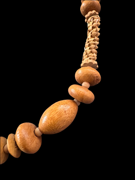 VINTAGE TIKI BROWN WOODEN BEADS NECKLACE