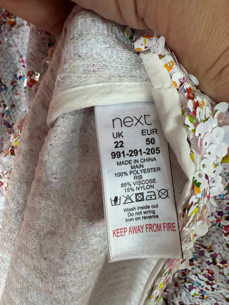 NEXT WHITE DRESS WITH FLORAL SEQUINS