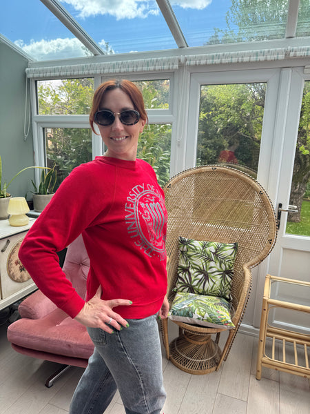 VINTAGE UNIVERSITY OF NEW MEXICO RED AND SILVER SWEATSHIRT