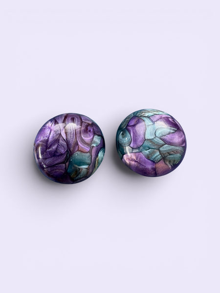 VINTAGE EIGHTIES PURPLE AND GREEN CLIP ON EARRINGS