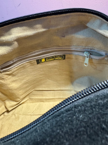 TOYAH BLACK SUEDE AND LEATHER HANDBAG