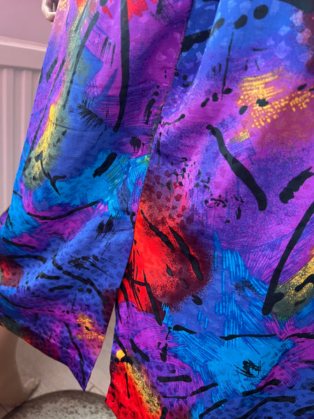 VINTAGE SILKY ABSTRACT PRINT SKIRT