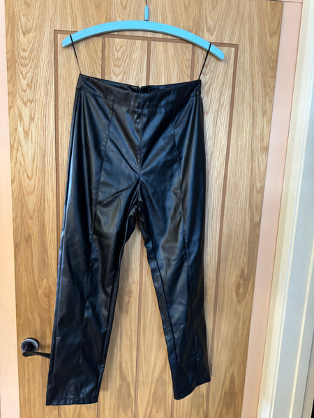 TOYAH BLACK FAUX LEATHER TROUSERS