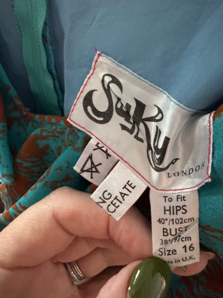 1970s SUKY LONDON PINEAPPLE PRINT DRESS