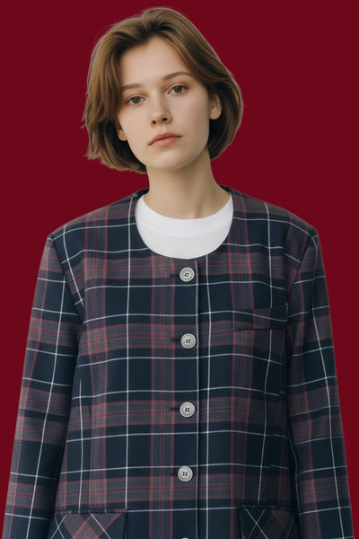 1970s MISS CORAL ENGLAND BLACK AND RED CHECK JACKET