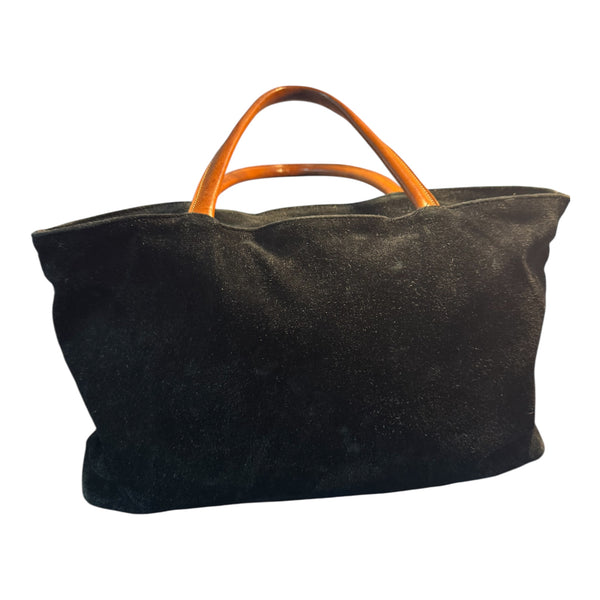 TOYAH BLACK SUEDE AND LEATHER HANDBAG
