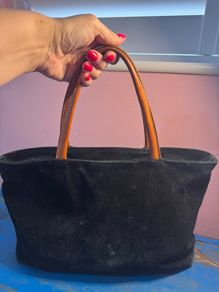 TOYAH BLACK SUEDE AND LEATHER HANDBAG