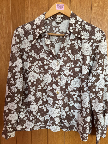 1960s ST MICHAEL BROWN AND WHITE FLORAL SHIRT