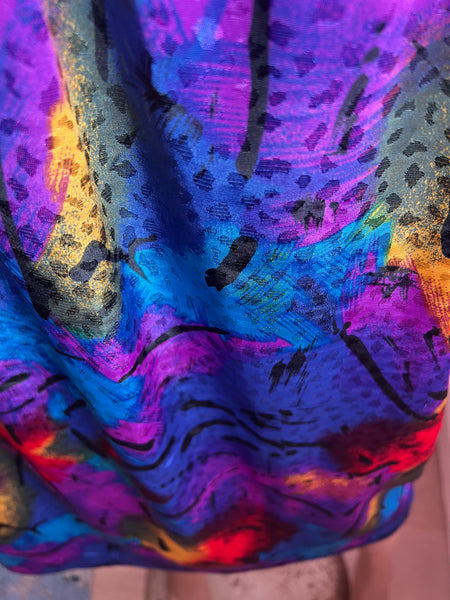 VINTAGE SILKY ABSTRACT PRINT SKIRT