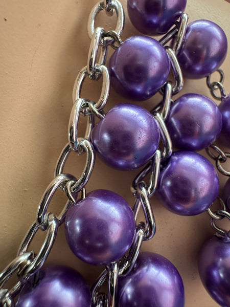 PURPLE CASCADING PEARLS RETRO NECKLACE