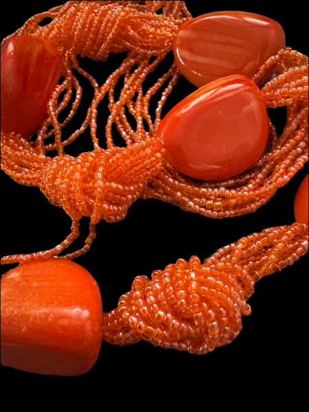 VINTAGE Y2K ORANGE BEADS NECKLACE