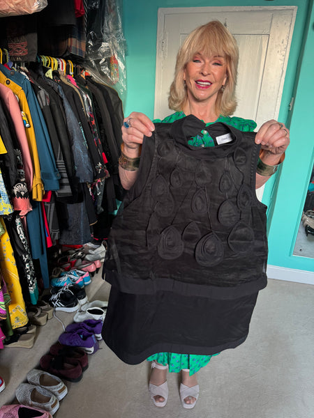 TOYAH ANNE FONTAINE FRENCH DESIGNER BLACK DRESS WITH PETALS