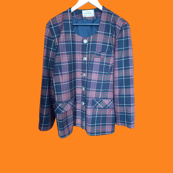 1970s MISS CORAL ENGLAND BLACK AND RED CHECK JACKET