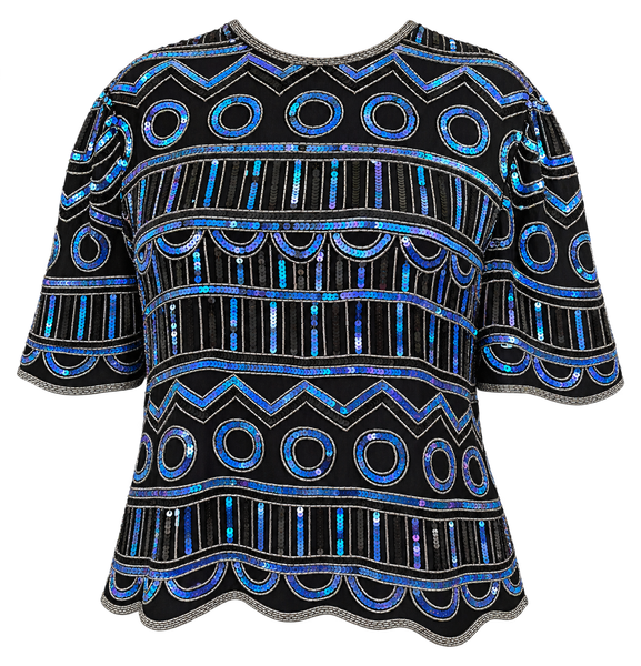 VINTAGE LAURENCE KAZAR DESIGNER SEQUIN TOP