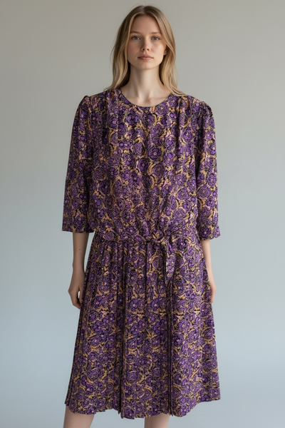 1980s BERKERTEX PURPLE AND GOLD DRESS
