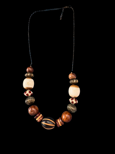VINTAGE STRIPED AND ANIMAL PRINT NECKLACE