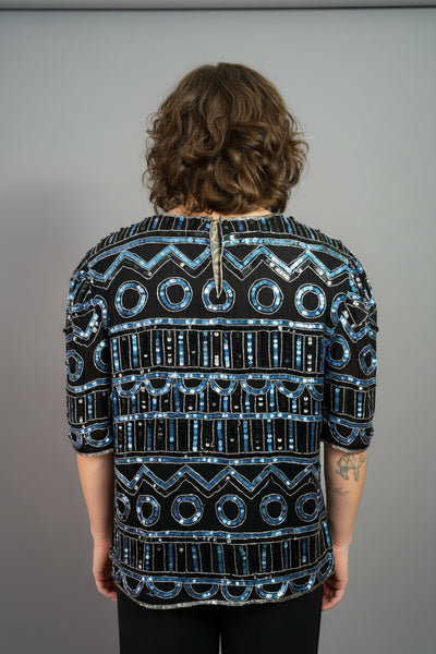 VINTAGE LAURENCE KAZAR DESIGNER SEQUIN TOP