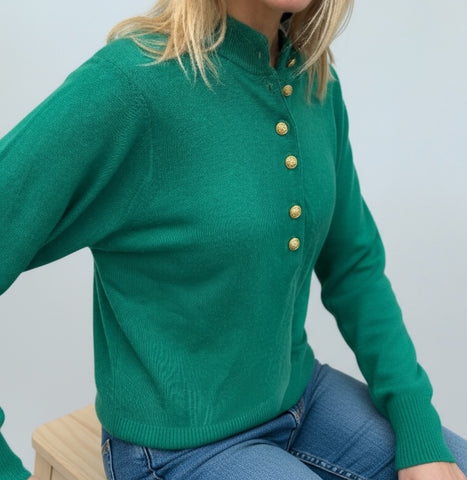 1970s CZARINA BY AIS COURTELLE GREEN JUMPER